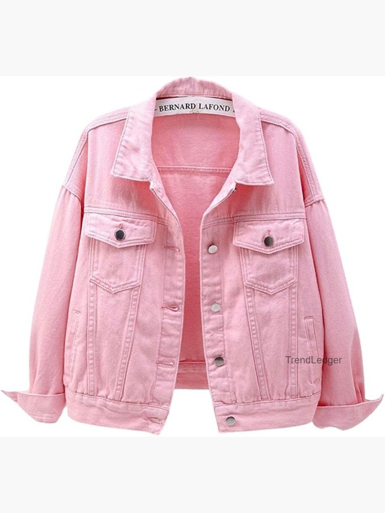 Women's Relaxed Fit Denim Trucker Jacket Jean Coat